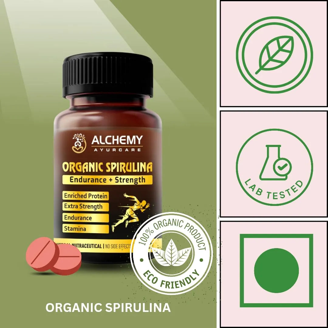 Organic Spirulina Tablets 500mg | Energy, Detox & Immunity Support – 60 Tablets