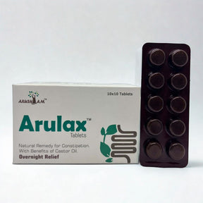 Arulax tablets packaging with a white background