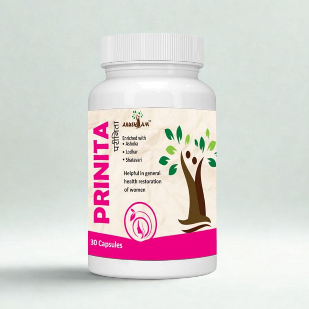 Supplement bottle labeled 'PRINITA' with a white background