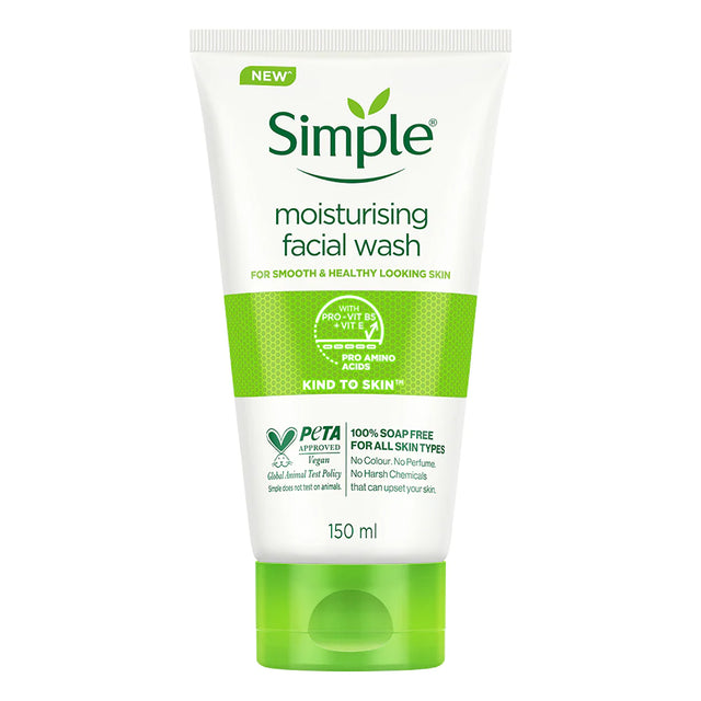 Simple moisturising facial wash tube
