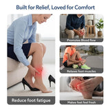 Product Banner showing people using a foot care device with text about its benefits.