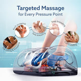 Foot massage machine with targeted massage points on a blue background