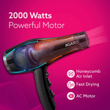 AGARO hair dryer with 2000 Watts and powerful motor on a pink background
