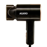 Black hair dryer with 'Agaro' branding on a white background