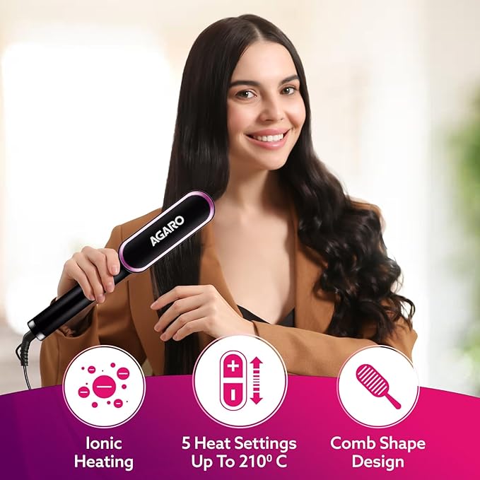 Woman using a hair straightener