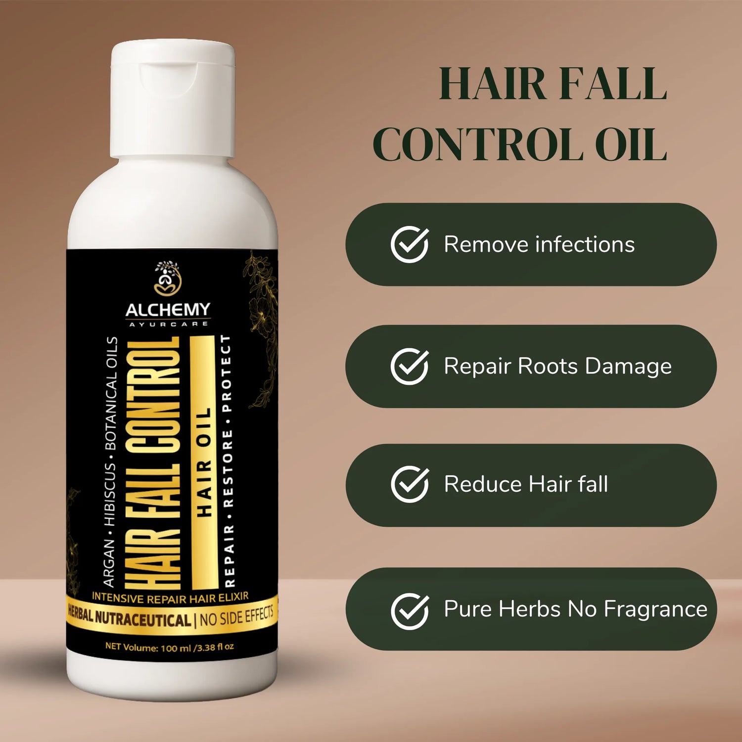 Hair Fall Control Hair Oil with Argan Oil & Hibiscus – Herbal Hair Nourishment & Root Strengthening Oil