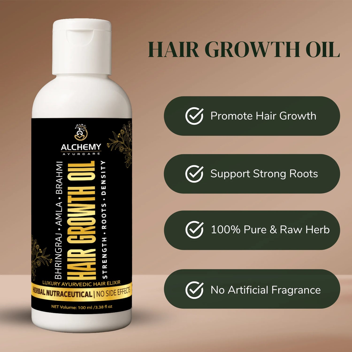 Hair Growth Oil with Bhringraj, Amla & Brahmi – Ayurvedic Herbal Hair Oil for Strong & Healthy Hair