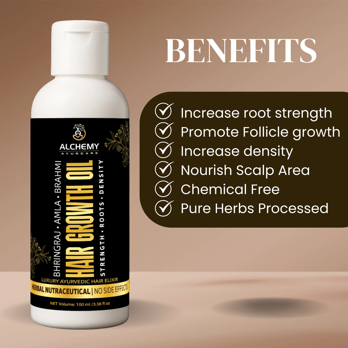 Hair Growth Oil with Bhringraj, Amla & Brahmi – Ayurvedic Herbal Hair Oil for Strong & Healthy Hair