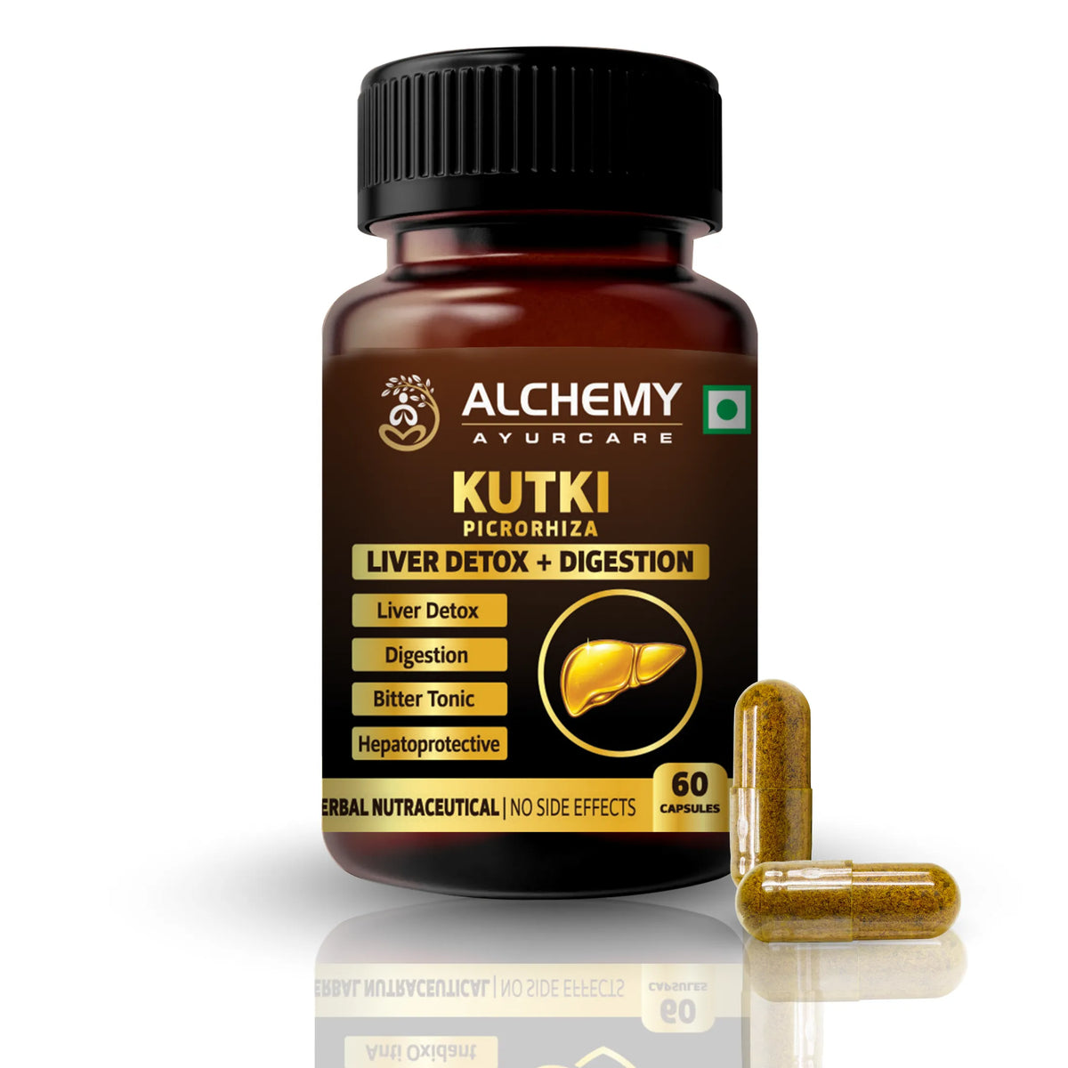Kutki Extract Capsules for Liver Detox & Digestive Support | Picrorhiza Kurroa | 60 Veg Capsules