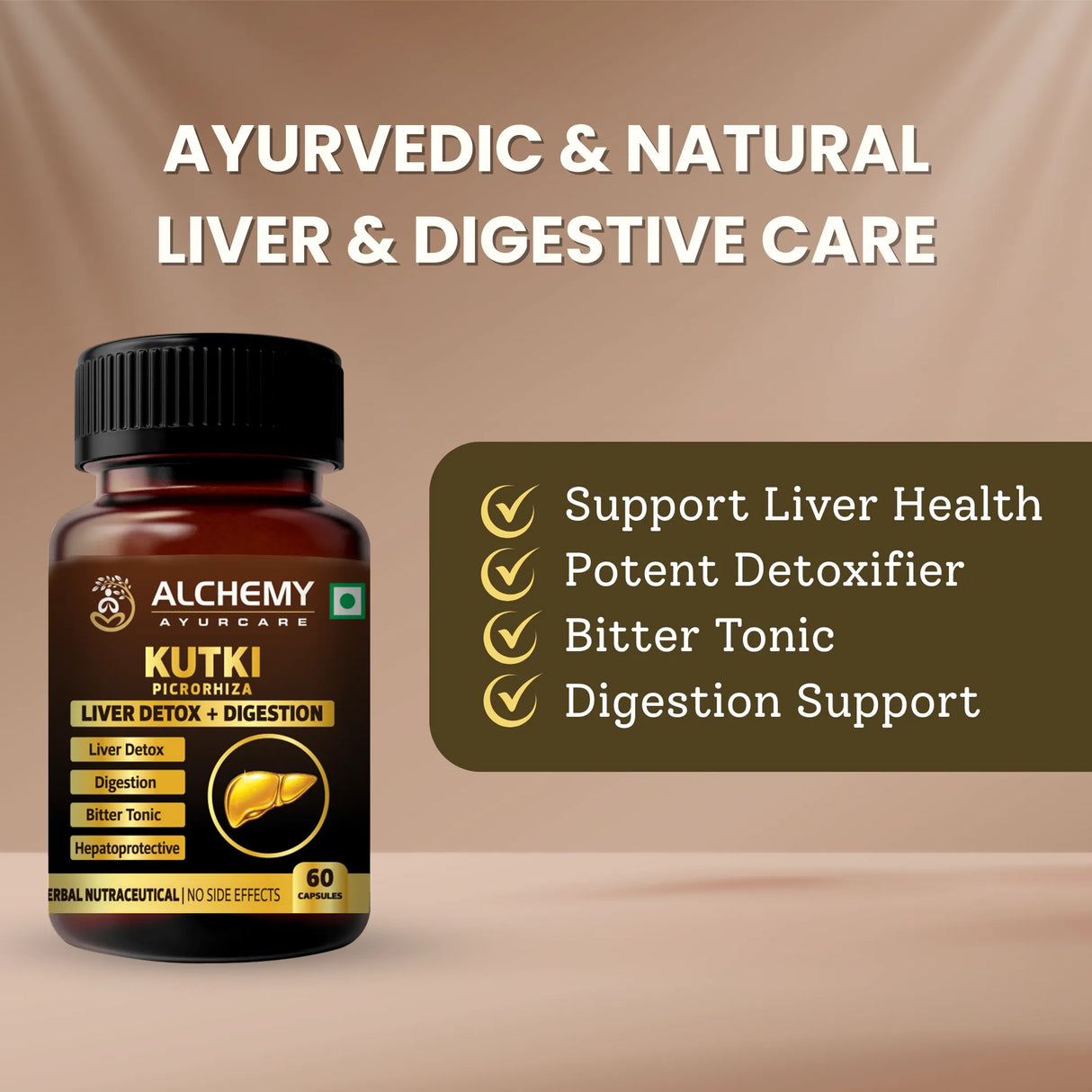 Kutki Extract Capsules for Liver Detox & Digestive Support | Picrorhiza Kurroa | 60 Veg Capsules