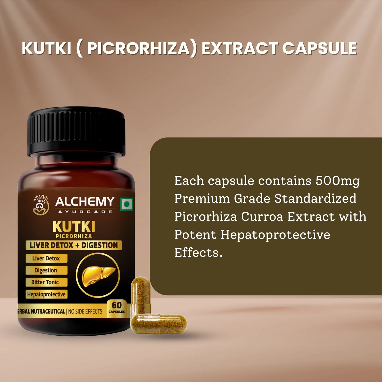 Kutki Extract Capsules for Liver Detox & Digestive Support | Picrorhiza Kurroa | 60 Veg Capsules