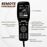 Remote controller with labeled buttons and display for AGARO product on a white background
