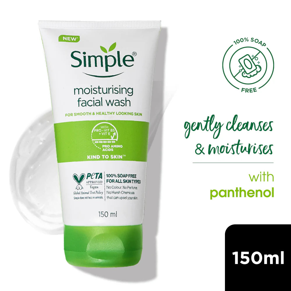 Simple moisturising facial wash tube