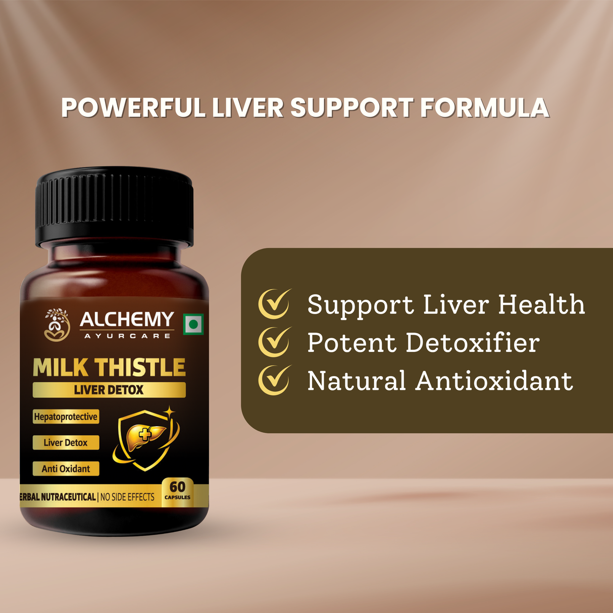 Milk Thistle Capsules for Liver Detox & Fatty Liver Support | Silymarin Extract | 60 Veg Capsules
