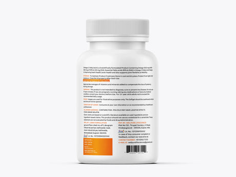 Back view of a supplement bottle