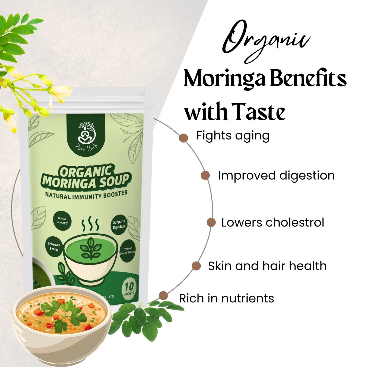 Organic Moringa & Fenugreek Soup Sachets | Immunity & Digestion Support – 20 Sachets