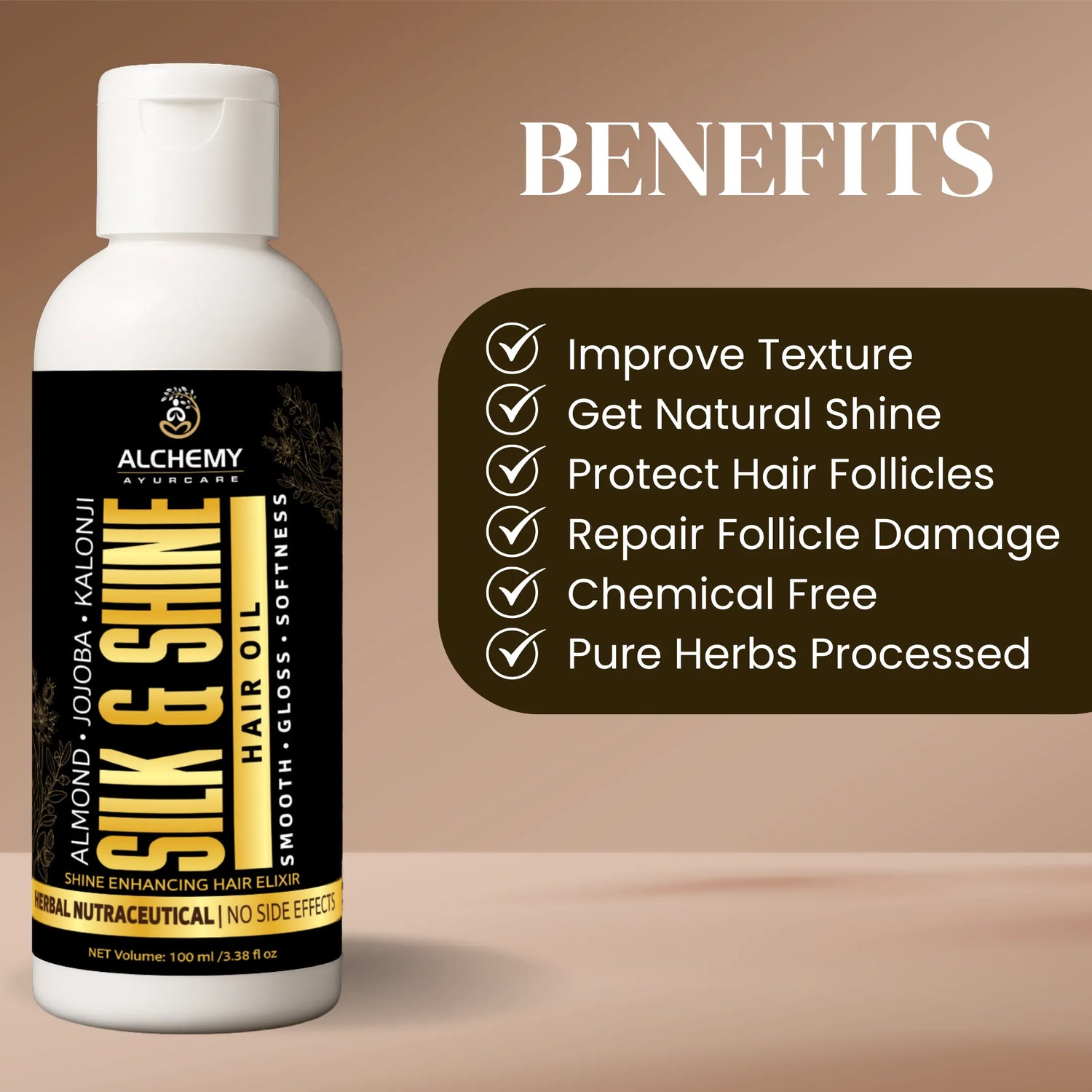 Silk & Shine Hair Oil | Almond, Jojoba & Kalonji Smooth Hair Care