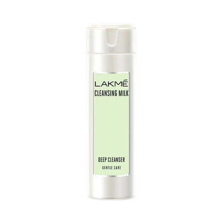 Lakme cleansing milk bottle on a white background