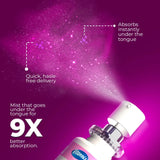 Vitaminix spray bottle with purple mist on a purple background