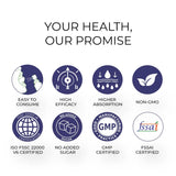 Promotional graphic with health and safety certification