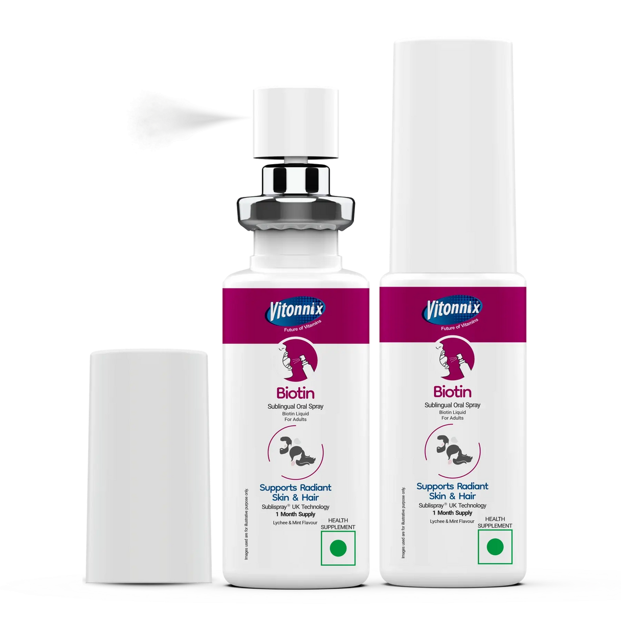 Vitonnix Biotin supplement bottles on a white background