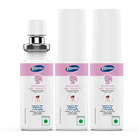 Three bottles of Vitonnix Glutathione with Vitamin C on a white background