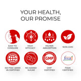 Logos and icons representing health and safety certifications