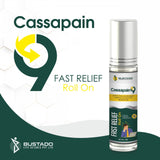 Cassapain 9 Fast Relief Roll On bottle with branding on a white background