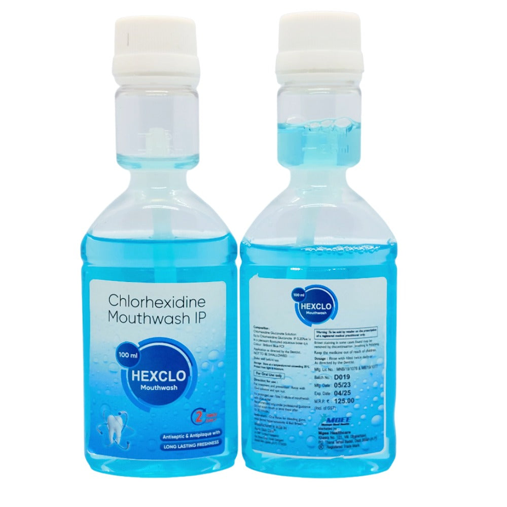HEXCLO – Chlorhexidine Mouthwash IP (Antiseptic & Antiplaque) – 100 ml