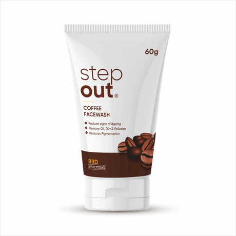 Step Out Coffee Facewash tube on a white background