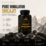 Shilajit gummies packaging with mountain background