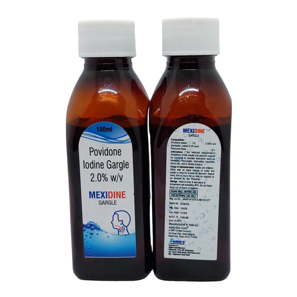 MEXIDINE Gargle – Povidone Iodine Gargle 2.0% w/v – 100 ml