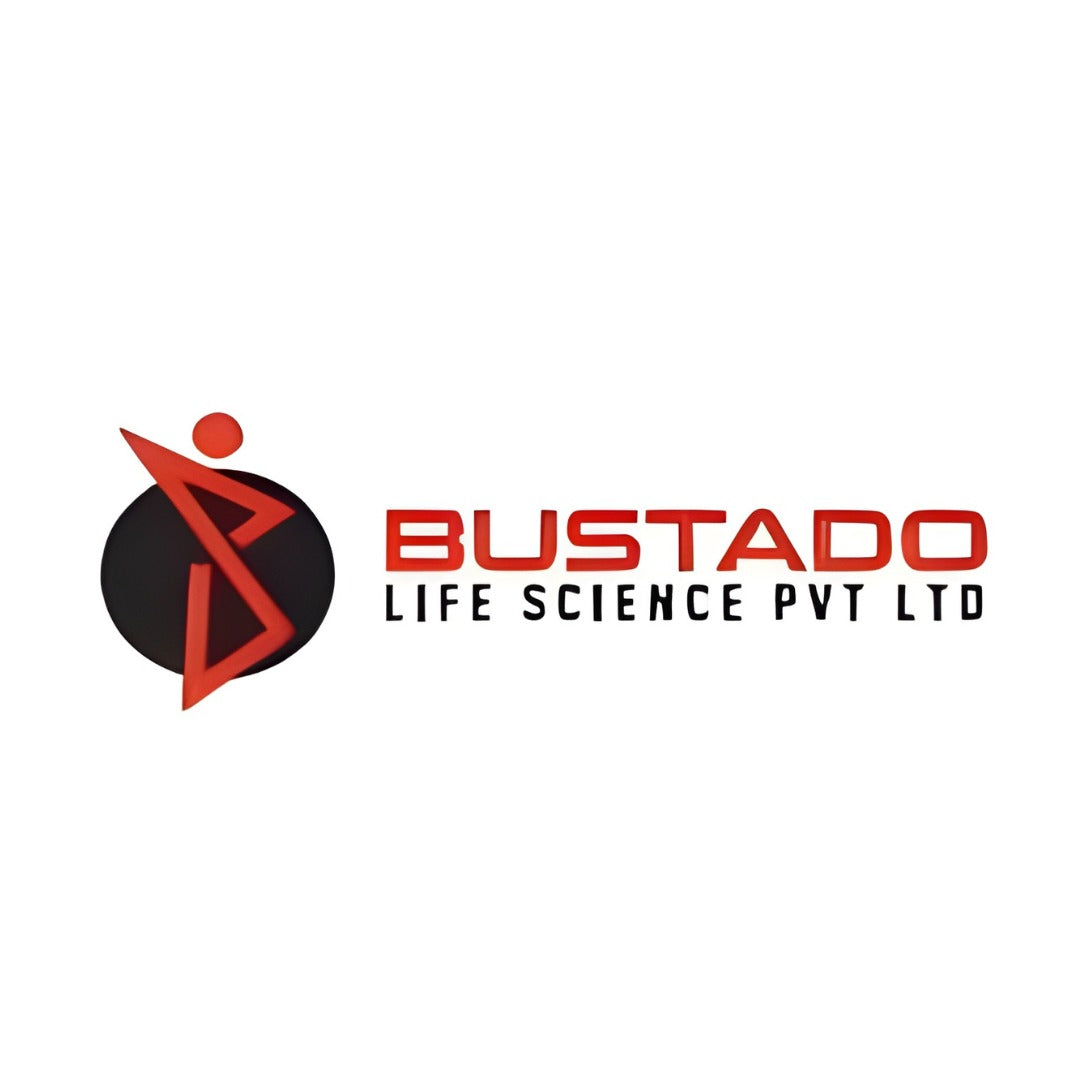 Logo of Bustado Life Science Pvt Ltd with a red and black design on a white background