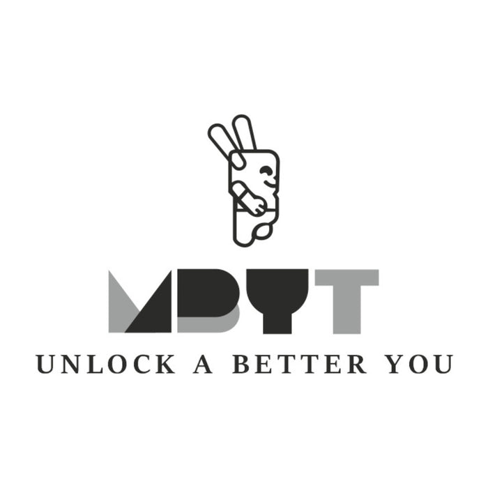Logo with a stylized hand holding a key and text 'MBYT Unlock A Better You' on a white background