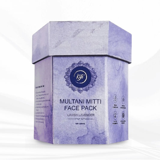 Purple face pack box with brand logo on a white background