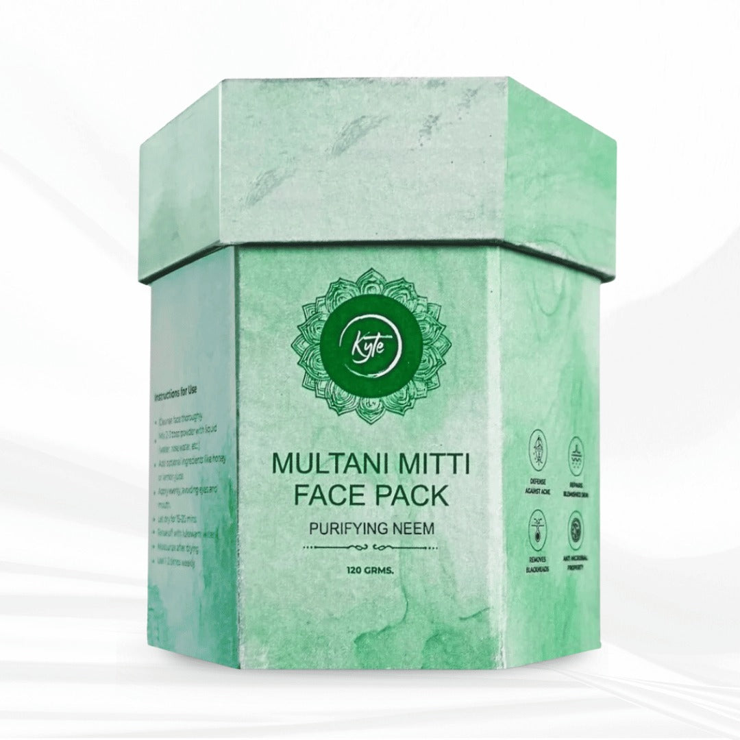 Green face pack box with Kyto logo on a white background