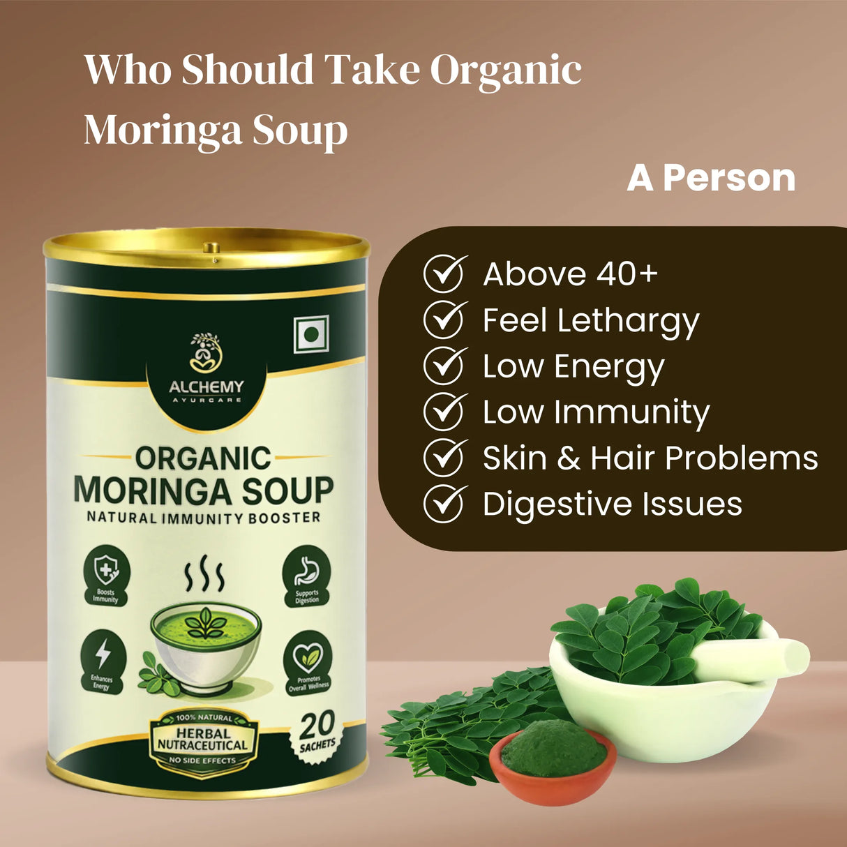 Organic Moringa & Fenugreek Soup Sachets | Immunity & Digestion Support – 20 Sachets