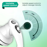 Variable speed control dial on a massage device with labeled settings.