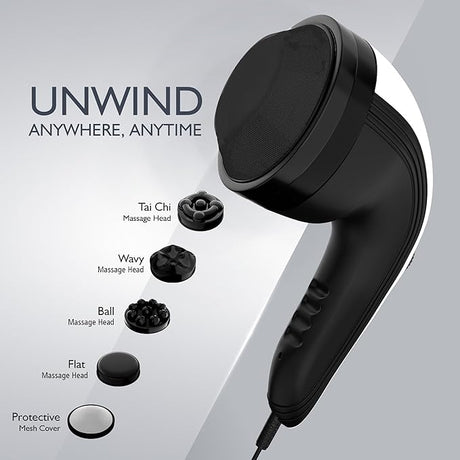 Black handheld massage device