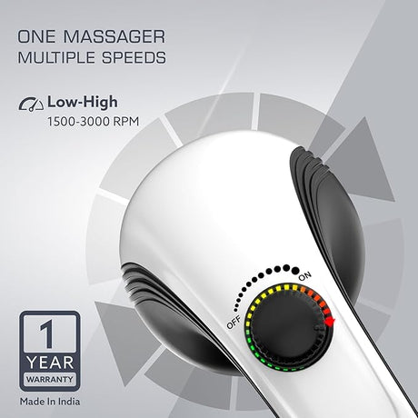 White handheld massager with speed control 