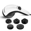 Massage gun with attachments on a white background