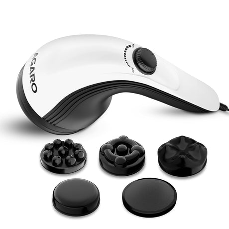 Massage gun with attachments on a white background