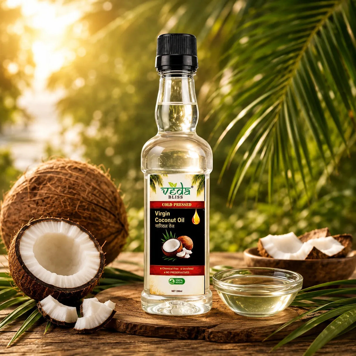 A bottle of Veda Naturals Virgin Coconut Oil 200ml