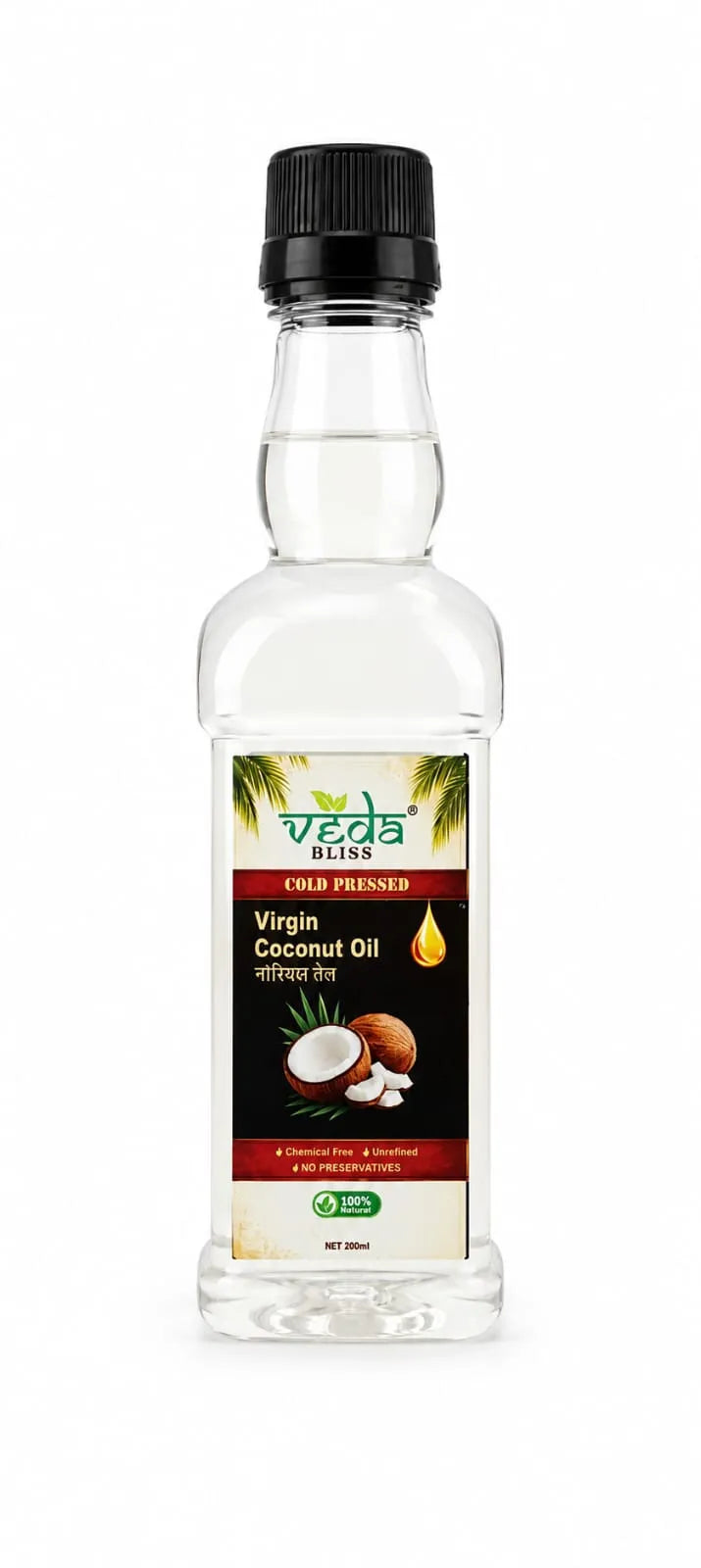 Veda Bliss Cold-Pressed Virgin Coconut Oil – Unrefined & Preservative-Free