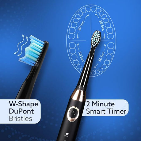 Black electric toothbrush with W-Shape