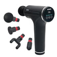 Black massage gun with interchangeable heads