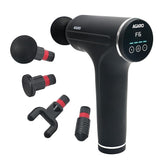 Black massage gun with interchangeable heads