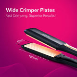 Hair straightener with wide crimper plates