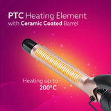 PTC heating element with ceramic coated barrel on a pink gradient background