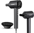 Black Agaro hair dryer with attachments on a white background